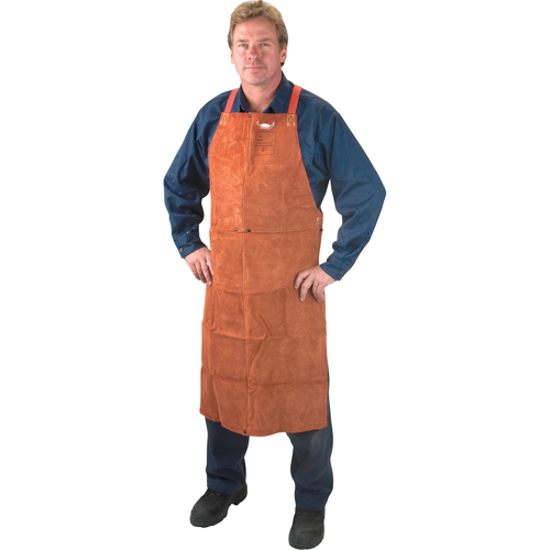 TTU394 Leather Apron, Bib, 42" L, Lava Brown